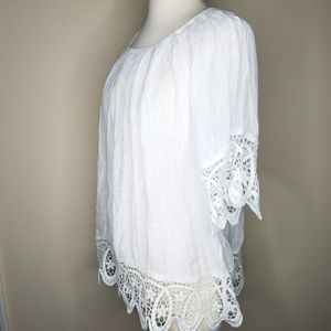 Sundance Tops - Sundance crystelle lace hem top white Sundance Tops - Sundance crystelle lace hem top white